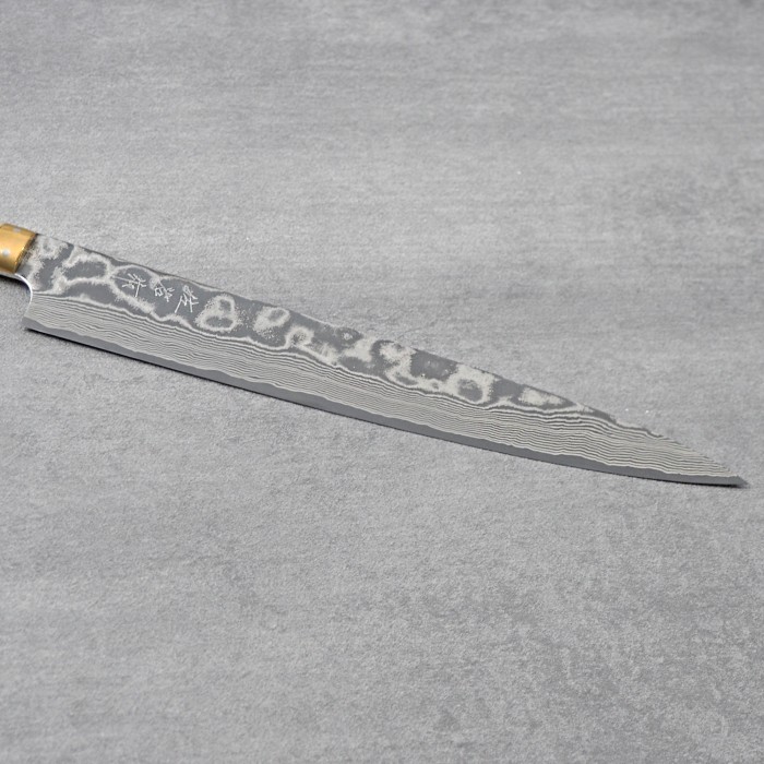 ノギタイショウ Takeshi Saji VG-10 Nickel Damascus Sujihiki 270mm Cow Bone