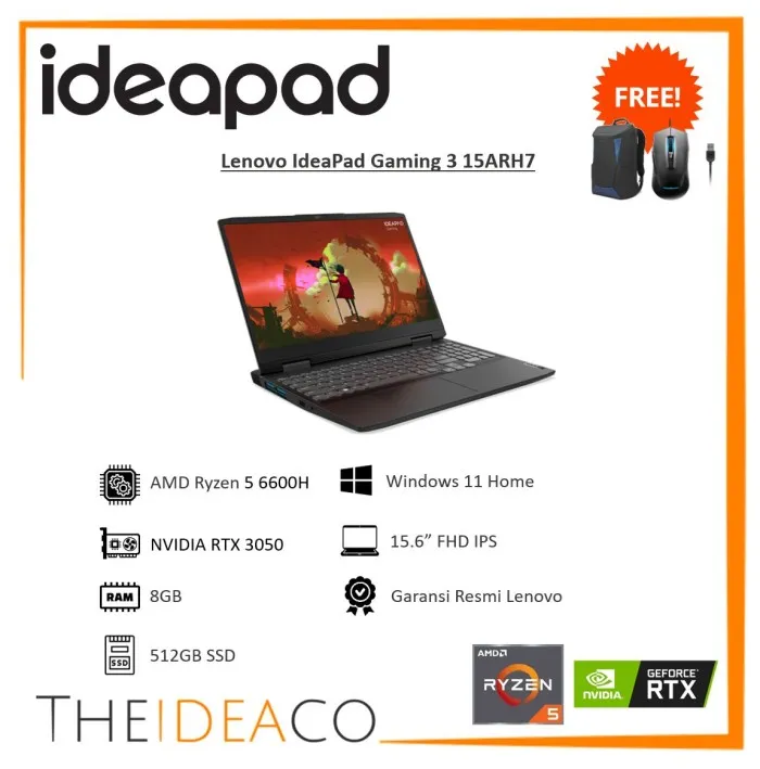 Lenovo IdeaPad Gaming 82SB00B8ID Ryzen 6600H RTX 3050 8GB 512GB