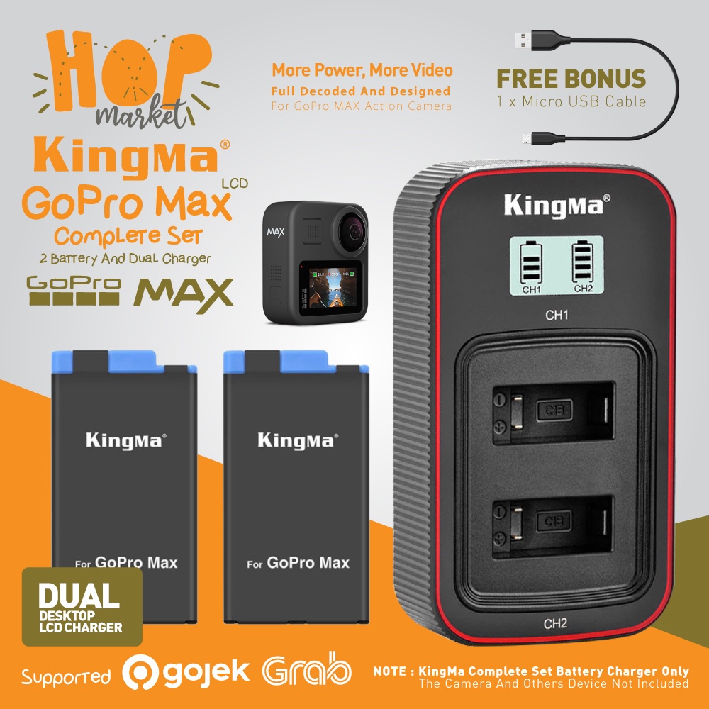 KingMa Paket Complete Baterai Charger Set Battery for GoPro MAX Hero 360  SPCC1B