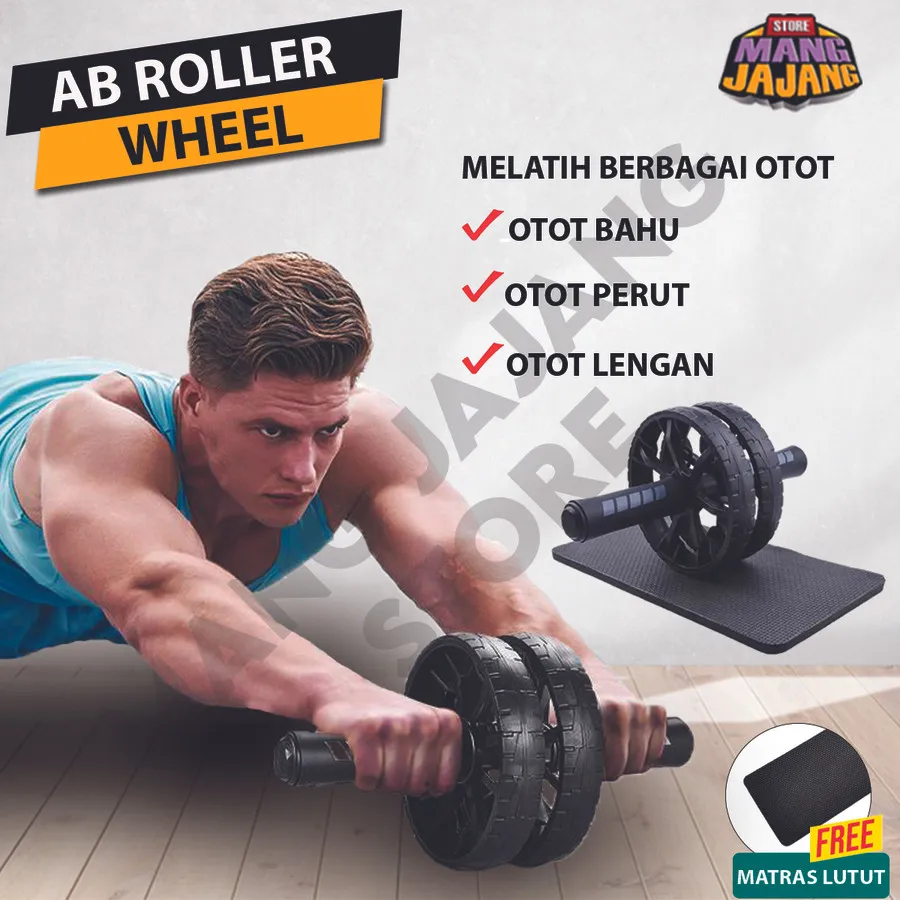 Double Wheel Roller Alat Fitness Gym AB Roller Roda untuk Latihan  Otot (J945)
