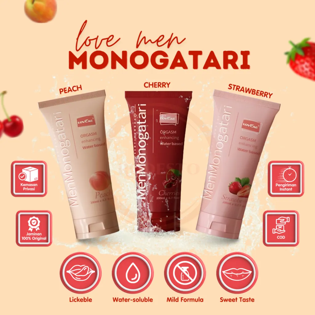 New Monogatari Men Lubricant New Flavors Strawberry, Peach & Cherry, Gel Lubricants and Lubricants Original Japan