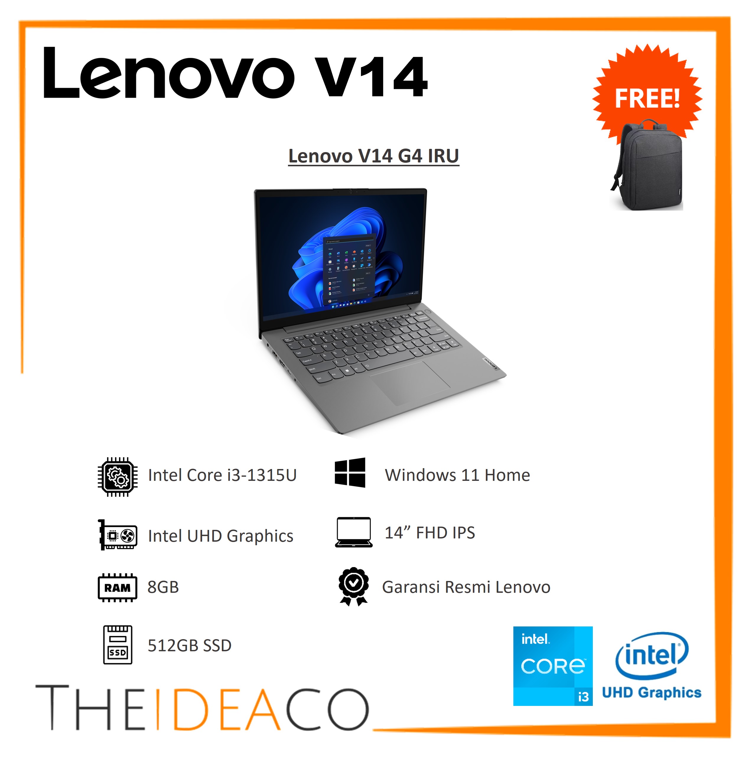 Lenovo V14 G4 IRU 83A000LJID i3-1315U 8GB 512GB SSD Win11Home + OH