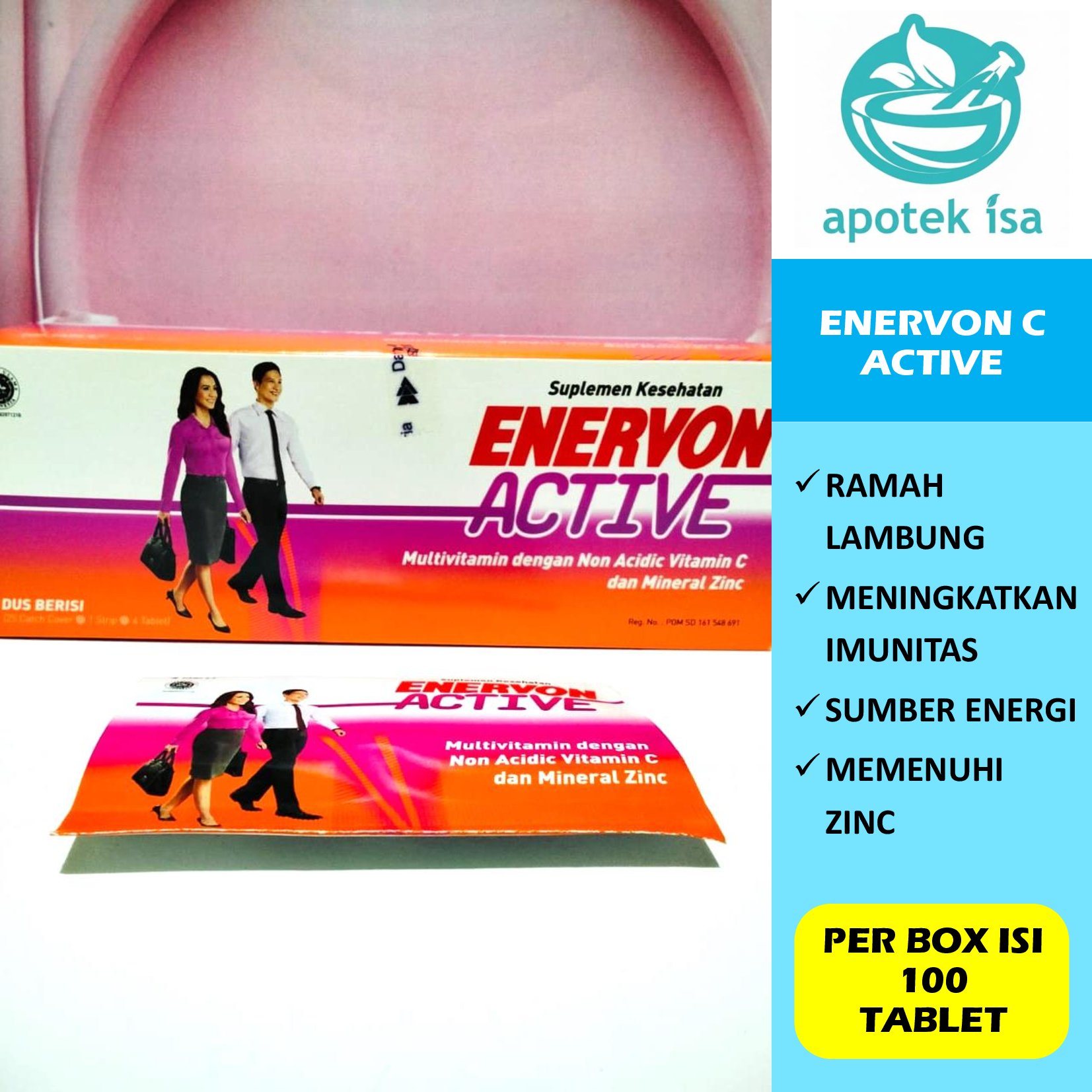 [oranye-ungu] ENERVON C ACTIVE PER STRIP ISI 4 TABLET
