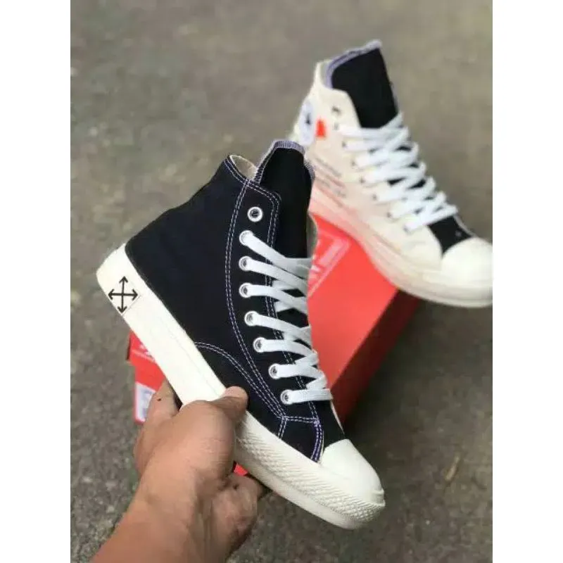 Sepatu Converse 70s HIGH BLACK CREAM x OFF WHITE Premium Murah