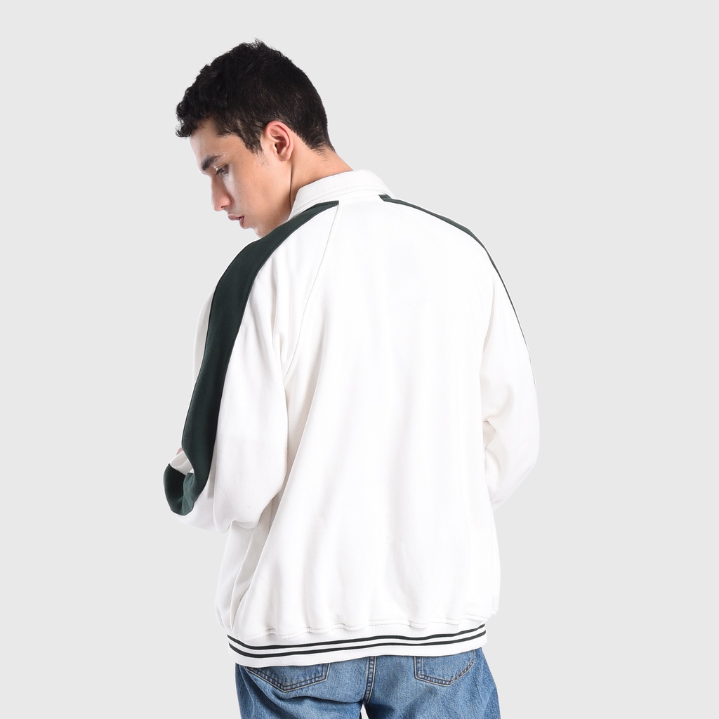 Roughneck VB012 Off White Holographic Varsity Jacket Roughneck VB012 Off White Holographic Varsity Jacket