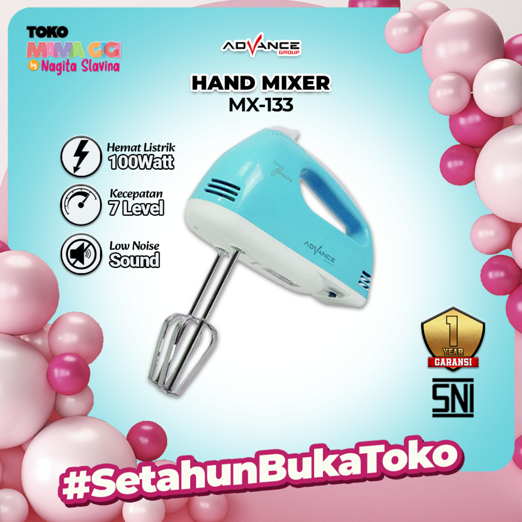 Advance Hand Mixer MX133 Alat Pengocok Telor Pengaduk Adonan dengan  Kecepatan Otomatis Garansi Resmi Advance Tahun