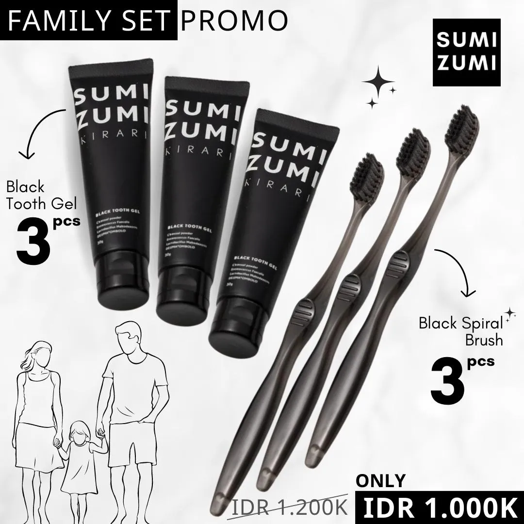 Family Set Promo] 3 Set SUMIZUMI Kirari Black Tooth Gel & Black